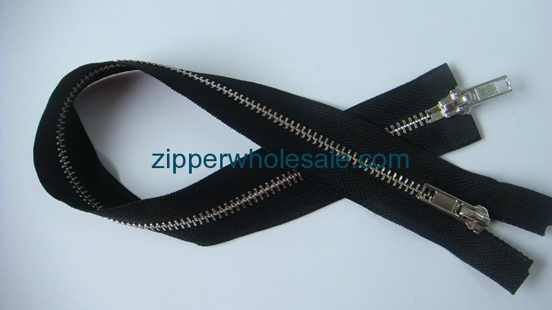 double sliders metal zippers 