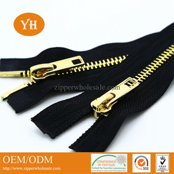 zipper factory wholeasle high polished gold metal zippers