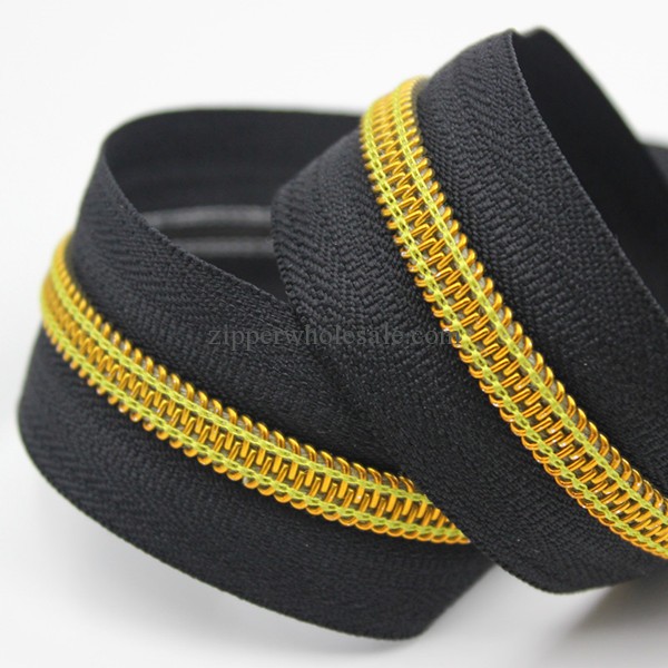 gold/silver teeth nylon zippers by the yard wholesale