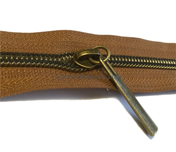 metallic brass copper nylon zippers wholesale