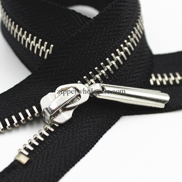 silver polished metal zippers wholesale