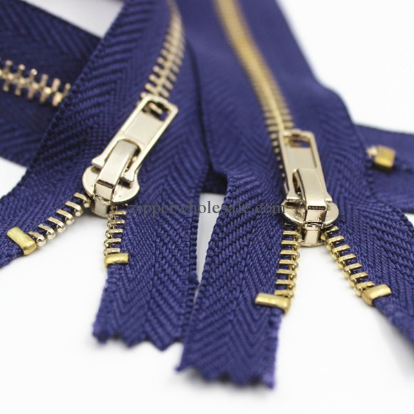 smooth high polished finish gold metal zippers