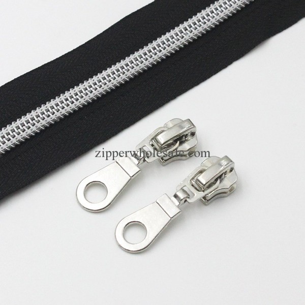 #5 Metallic Silver Nylon Coil Zippers 