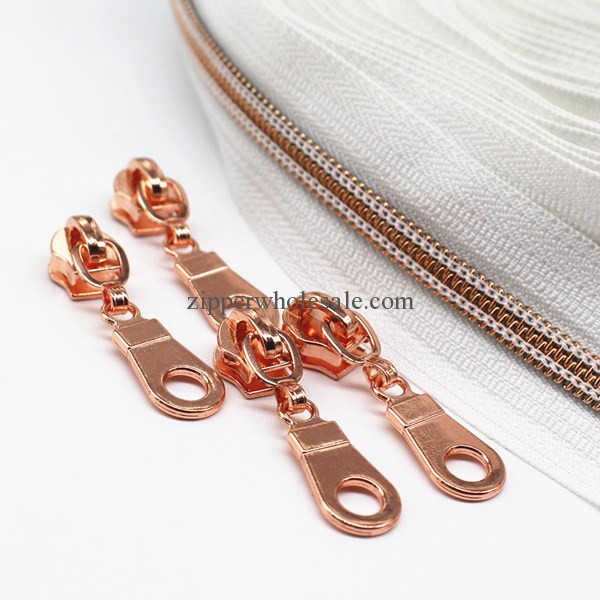 metallic rose gold nylon zipper uk online